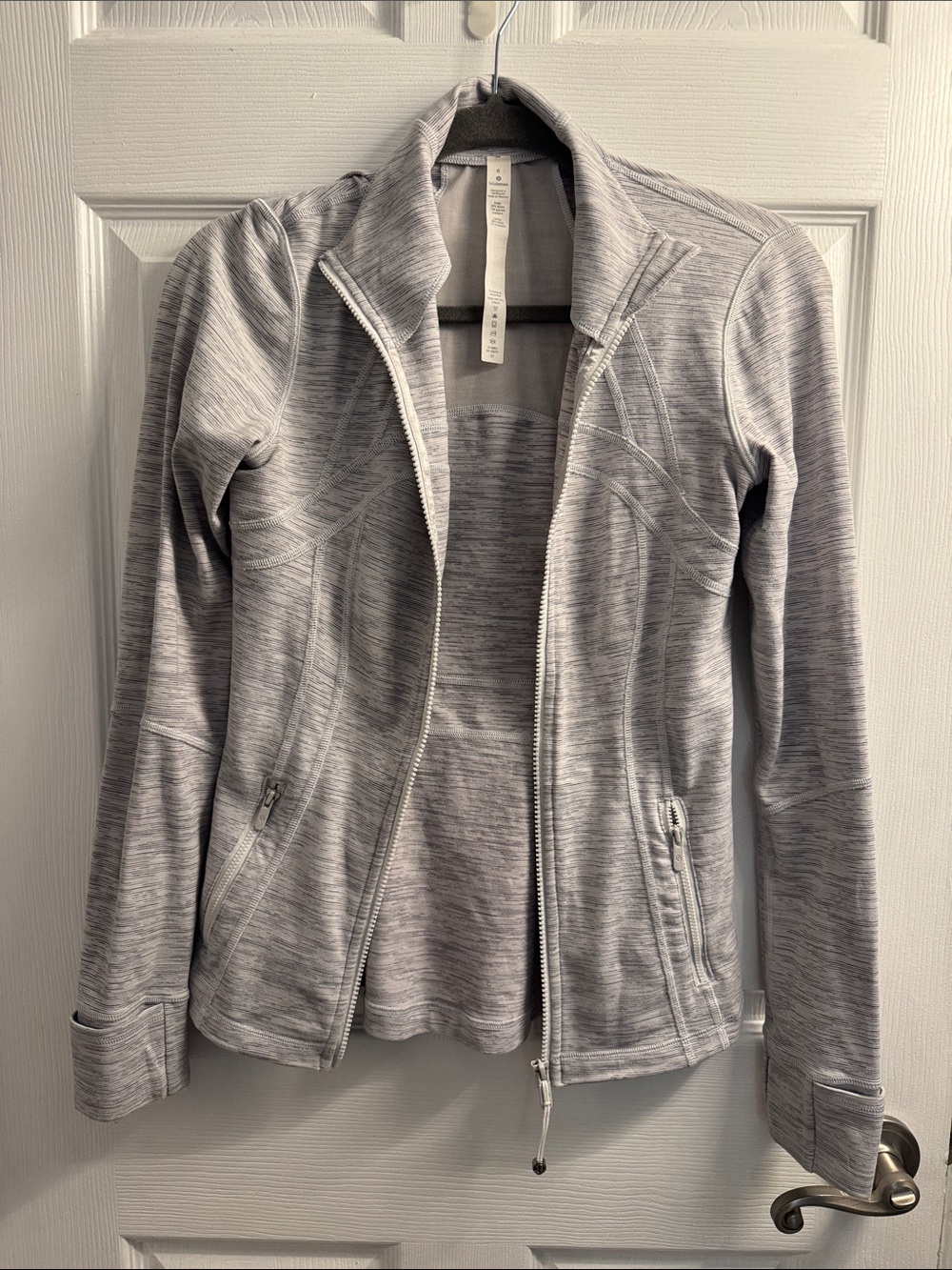 lululemon athletica Heathered Light Gray Zip-Up Bomber Jacket